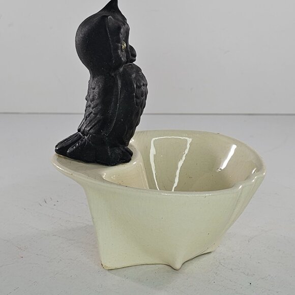Vintage Ceramic Owl Catch All Candy Dish Mid Century Modern Decor Rhinestone Eye - Picture 5 of 8